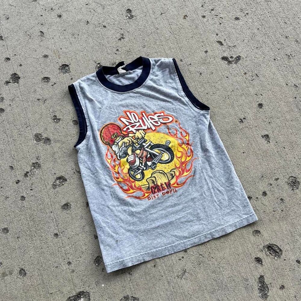 Vintage No Rules Streetwear Y2K Graphic Tank Top